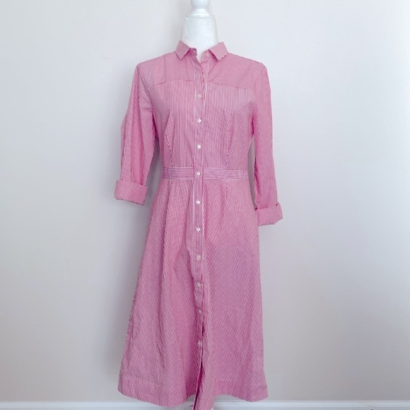 NWT J. Crew red & white striped button up dress - Picture 9 of 12